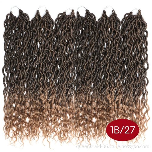 Dreadlocks Braids 24strands 18"75g Deep Wave Curly Ends Crochet Hair Braids Wavy Goddess Locs Synthetic Braiding Faux locs Hair